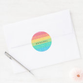 Sticker Rond Parties scintillant mignonne Arc-en-ciel rayures c (Enveloppe)