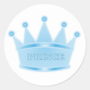 Sticker Rond Parties scintillant mignonne Bébé Bleu Prince héri