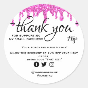 Sticker Rond Parties scintillant minimaliste moderne rose merci