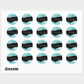 Sticker Rond Parties scintillant moderne argent Agate Turquoise (Feuille)