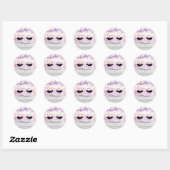 Sticker Rond Parties scintillant moderne Cool rose argent Bokeh (Feuille)