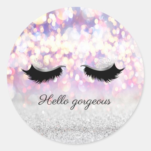 Sticker Rond Parties scintillant moderne Cool rose argent Bokeh (Devant)