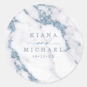 Sticker Rond Parties scintillant moderne en marbre Mariage Dust