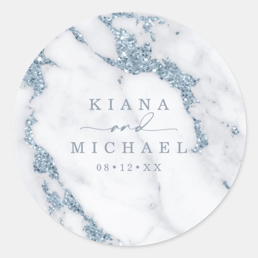 Sticker Rond Parties scintillant moderne en marbre Mariage Dust (Devant)