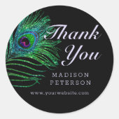 Sticker Rond Parties scintillant moderne plumes Boho chic Merci (Devant)