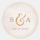 Sticker Rond Parties scintillant moderne rose or mariage  (Devant)