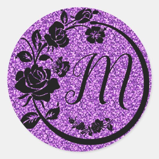 Sticker Rond parties scintillant monogramme personnalisable (Devant)