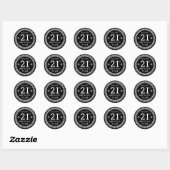 Sticker Rond Parties scintillant Noir et Argent Confetti Annive (Feuille)