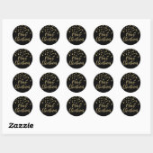 Sticker Rond Parties scintillant Noir Or Confetti Joyeux Noël (Feuille)