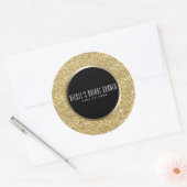 Sticker Rond Parties scintillant Noir & Or Glam Élégant mariage (Enveloppe)