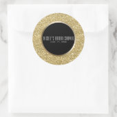 Sticker Rond Parties scintillant Noir & Or Glam Élégant mariage (Sac)