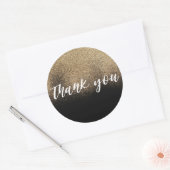 Sticker Rond Parties scintillant Noir Or Merci tendance (Enveloppe)