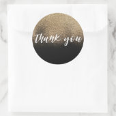 Sticker Rond Parties scintillant Noir Or Merci tendance (Sac)