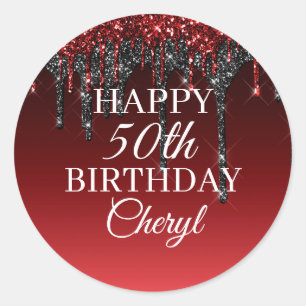 Sticker Rond Parties scintillant noire Bourgogne personnalisée 