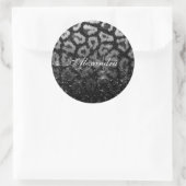 Sticker Rond Parties scintillant noire et Empreinte de léopard (Sac)