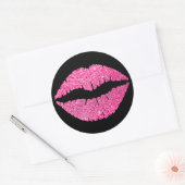 Sticker Rond Parties scintillant noire et rose (Enveloppe)