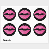 Sticker Rond Parties scintillant noire et rose (Feuille)