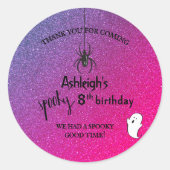 Sticker Rond Parties scintillant Ombre Spider Ghost Halloween G (Devant)