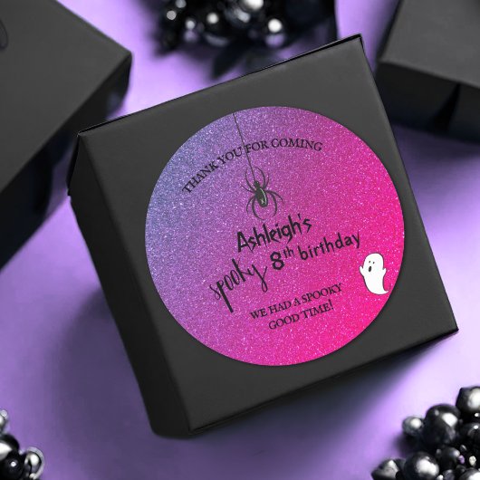 Sticker Rond Parties scintillant Ombre Spider Ghost Halloween G