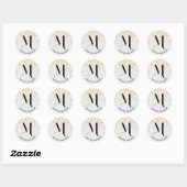 Sticker Rond Parties scintillant or blanc glam élégant Monogram (Feuille)