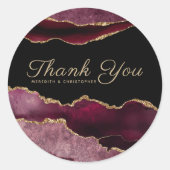 Sticker Rond Parties scintillant or Bourgogne Agate Mariage Mer (Devant)