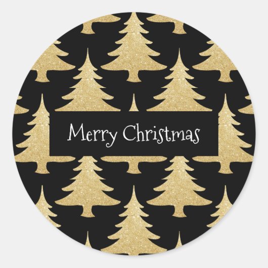 Sticker Rond parties scintillant or élégant arbre de Noël motif (Devant)