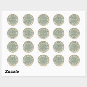 Sticker Rond Parties scintillant or et Camo Mariage vert Monogr (Feuille)