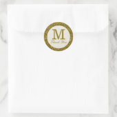 Sticker Rond Parties scintillant or Monogramme Merci (Sac)