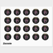 Sticker Rond Parties scintillant Or, Nom, Monogramme Et Titre V (Feuille)