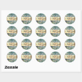 Sticker Rond Parties scintillant or opale turquoise merci autoc (Feuille)