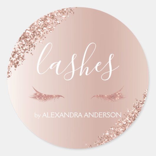 Sticker Rond Parties scintillant or rose et extension Eyelash (Devant)