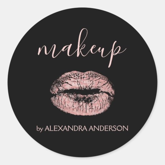 Sticker Rond Parties scintillant or rose et maquillage en bâton (Devant)