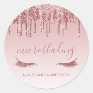 Sticker Rond Parties scintillant or rose et micro-lame étincela
