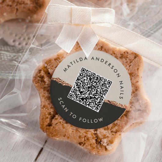 Sticker Rond parties scintillant or rose noir moderne élégant b