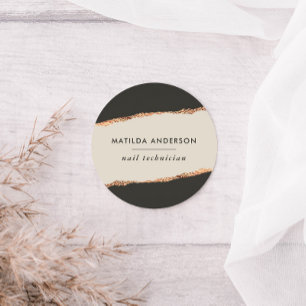 Sticker Rond parties scintillant or rose noir moderne élégant b