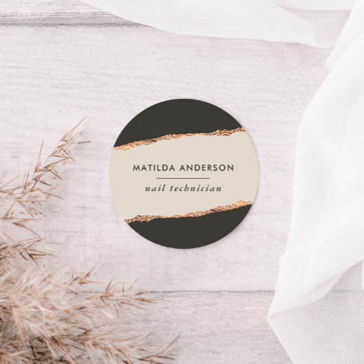 Sticker Rond parties scintillant or rose noir moderne élégant b