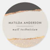 Sticker Rond parties scintillant or rose noir rose moderne (Devant)