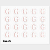 Sticker Rond Parties scintillant or Rose pâle fille Monogramme  (Feuille)