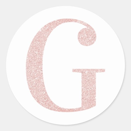 Sticker Rond Parties scintillant or Rose pâle fille Monogramme  (Devant)