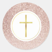 Sticker Rond Parties scintillant or Rose simple Gold Cross (Devant)