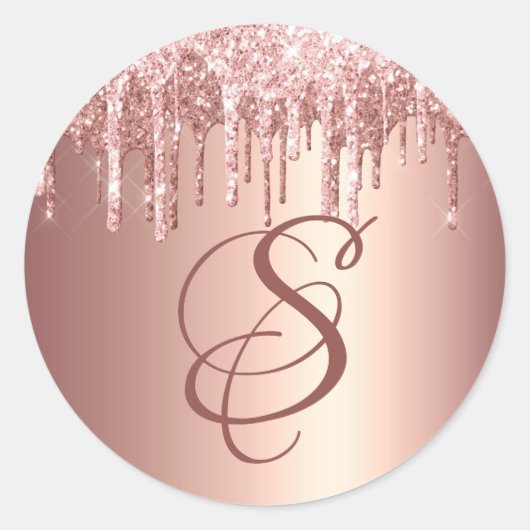 Sticker Rond Parties scintillant or Rose tendance Drivers Monog (Devant)