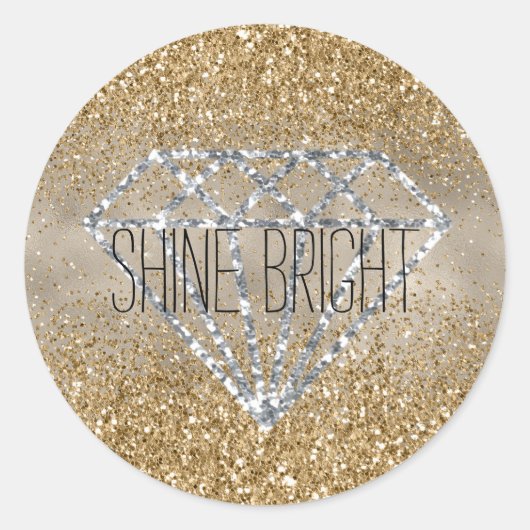 Sticker Rond Parties scintillant or Silver Diamond brillant (Devant)