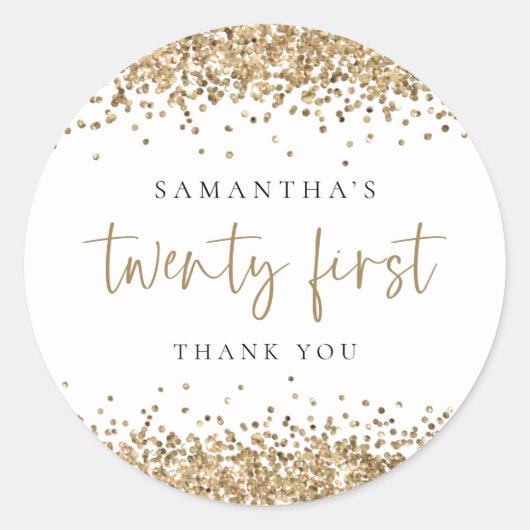 Sticker Rond Parties scintillant Or tendance Nom Vingt premier  (Devant)