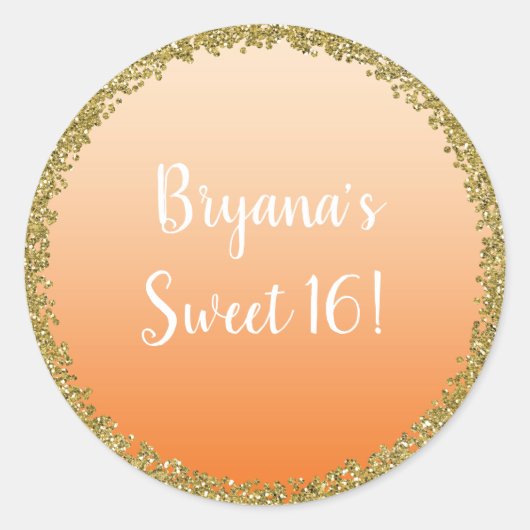 Sticker Rond Parties scintillant or trempé orange Glam Sparkle  (Devant)