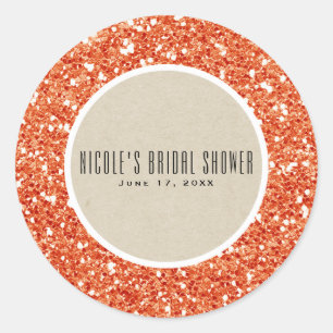 Sticker Rond Parties scintillant orange & Rustic Kraft Fall Spa