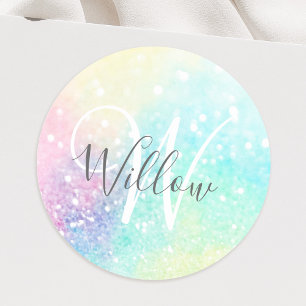 Sticker Rond Parties scintillant Pastel Bokeh Girly Colorée Mot