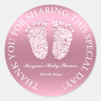 Sticker Rond Parties scintillant Pieds Baby shower Favoriser Re