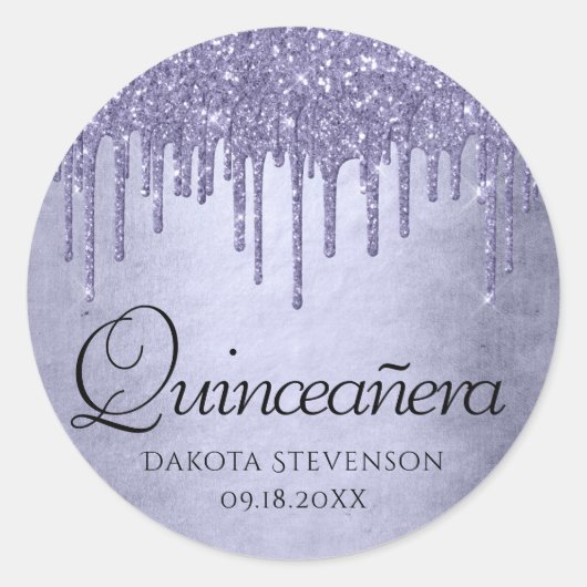 Sticker Rond Parties scintillant pourpre de séchage | Lavender  (Devant)