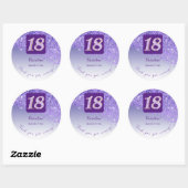 Sticker Rond Parties scintillant pourpre tombante, 18e annivers (Feuille)