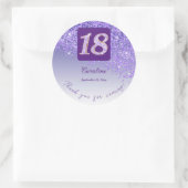 Sticker Rond Parties scintillant pourpre tombante, 18e annivers (Sac)